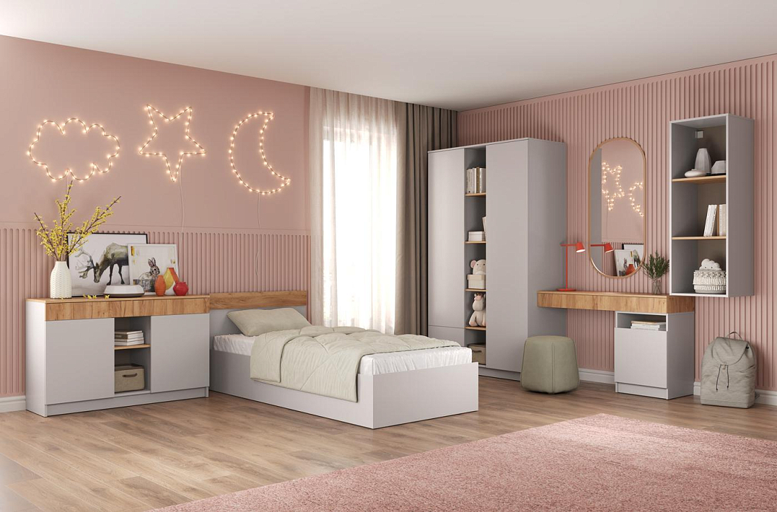 Набор мебели Прайм кашемир/дуб золотой/ДВПО серый камень